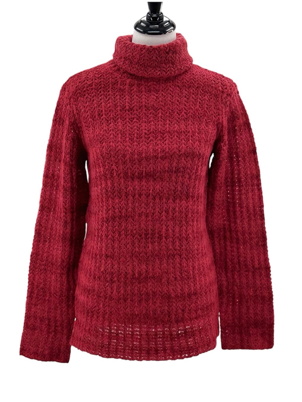 Calvin Klein Jeans XL Red Wool Blend Chunky Knit Turtleneck Sweater NWT